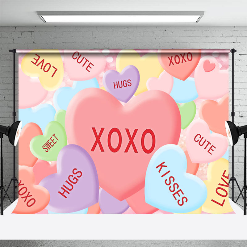 Aperturee - Umarmungen Küsse farbiges Herz Valentinstag Hintergrund