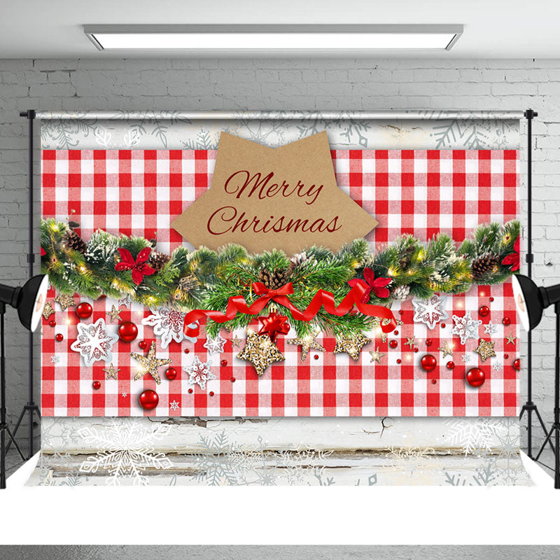Aperturee - Rot karierte Jingle Bells Frohe Weihnachten Hintergrund
