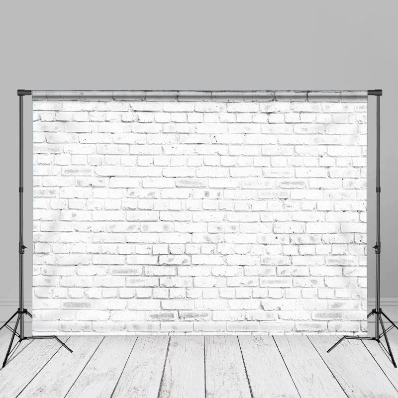 Aperturee – reinweißer Backsteinmauer Fotografie Stoffhintergrund