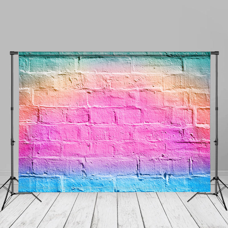 Aperturee - Regenbogen Süßigkeits Pastell Backsteinmauer Portrait Hintergrund