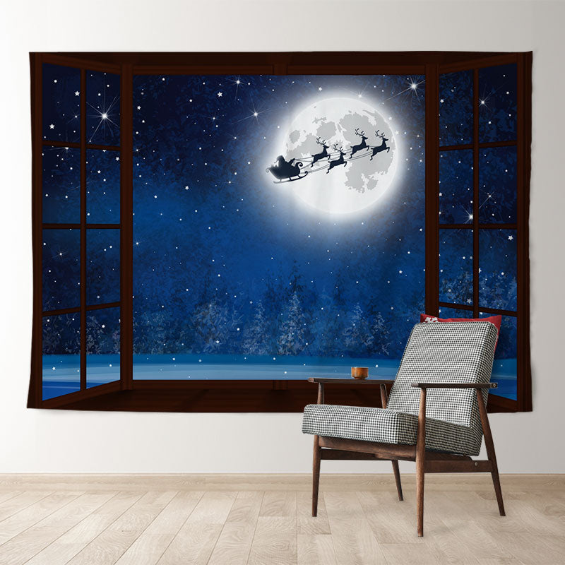 Aperturee - Weihnachtsmann über dem Mond Weihnachtsnacht Hintergrund