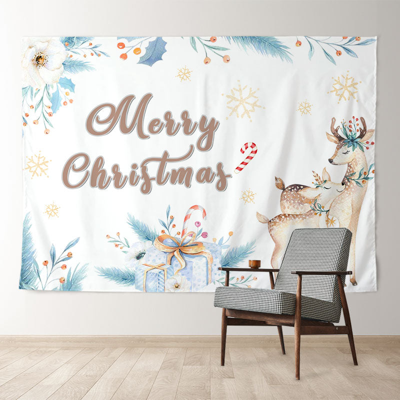 Aperturee - Schneeflocke Blumen Feiertags Hirsch Geschenk Weihnachtshintergrund
