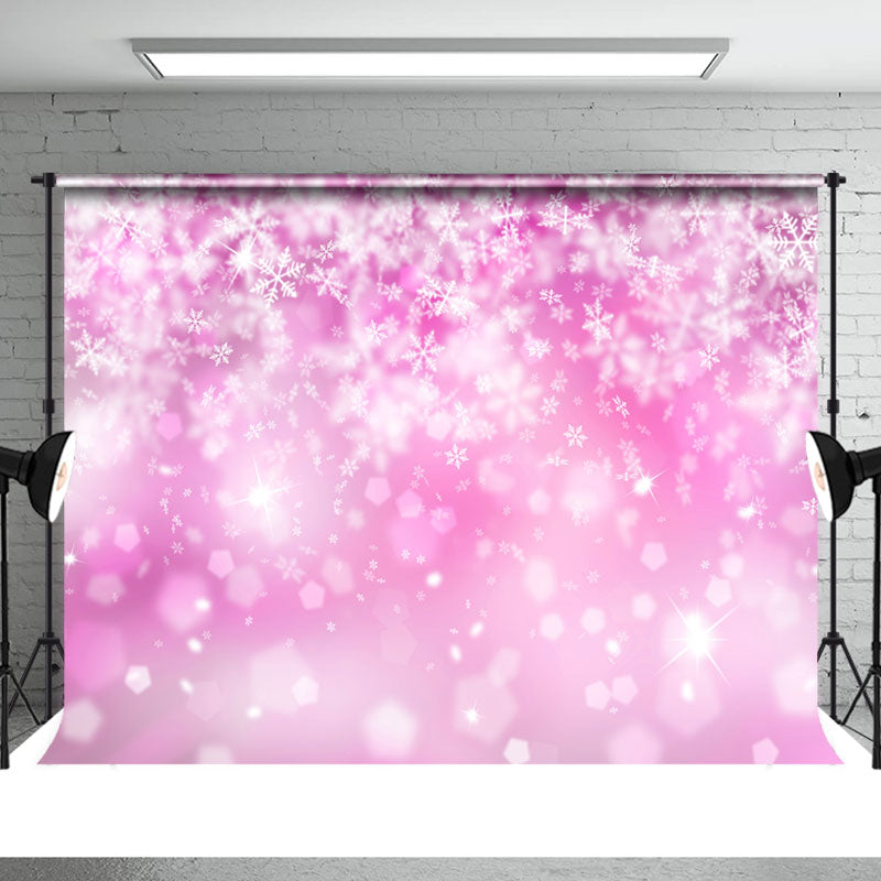 Aperturee - Schneeflocken Rosa Bokeh Weihnachts Fotoshooting Hintergrund