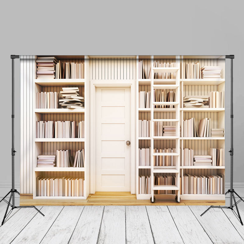 Aperturee - Studierzimmer Weiße Bücherregale Zurück Zur Schule Hintergrund