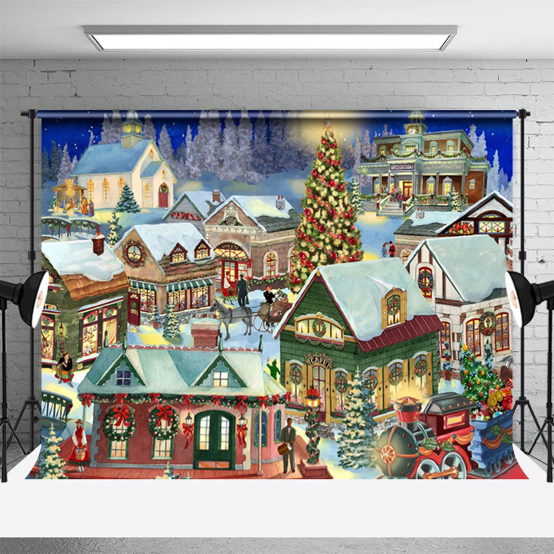 Aperturee - Dorfwagen Weihnachtsbaum Hintergrund für Party