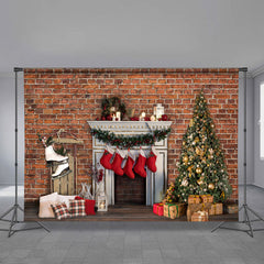 Aperturee - Vintage Ziegel Wall Stock Geschenk Weihnachtskulisse