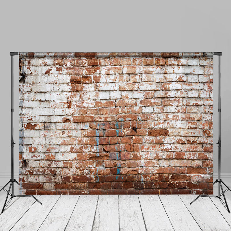 Aperturee - Vintage Fotostudio Hintergrund aus weißem und rotem Backstein
