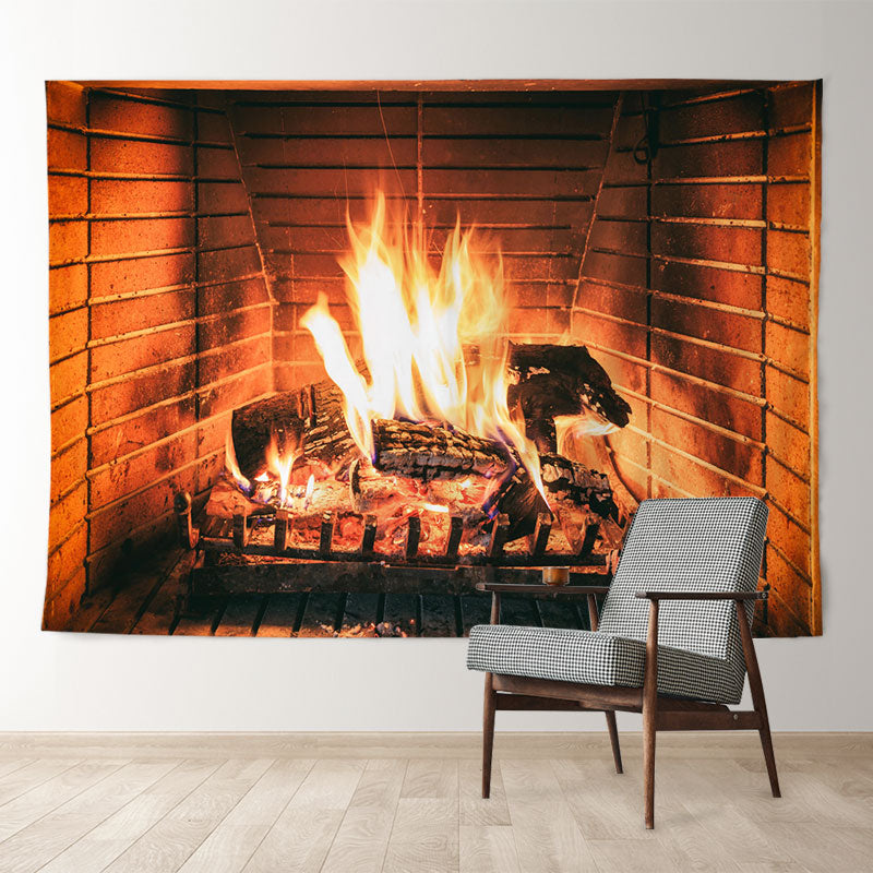 Aperturee - Warmer Kamin Andiron Holz Winterszenen Hintergrund