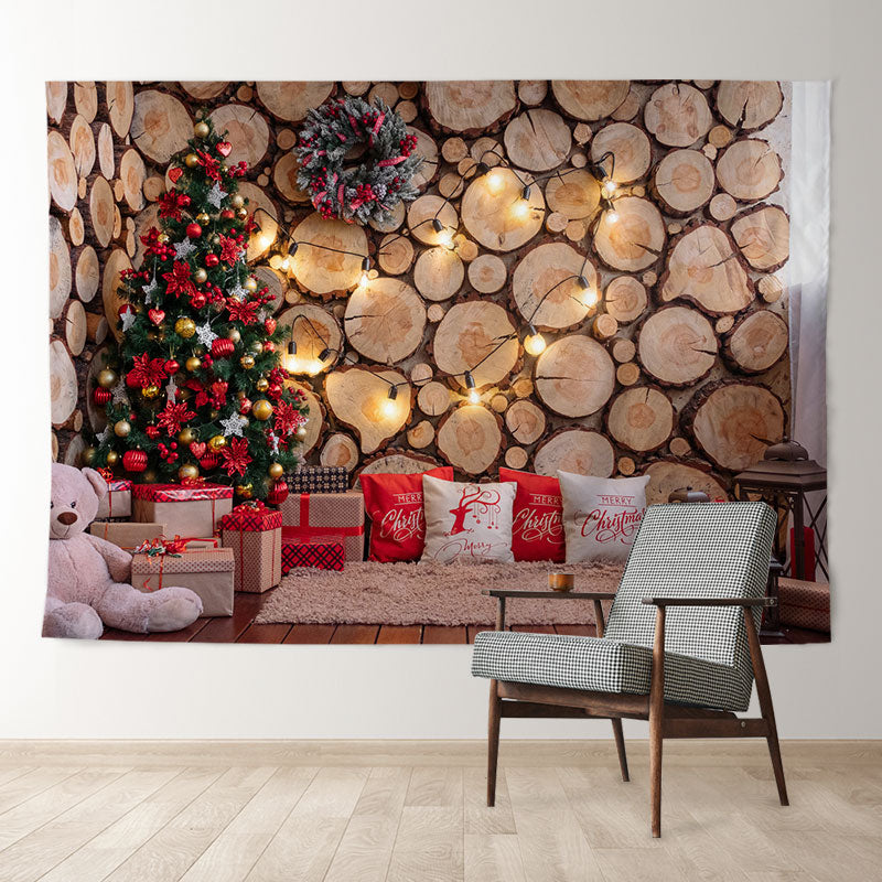Aperturee - Holzpfahl Wandbaum Weihnachtskulisse für Deko